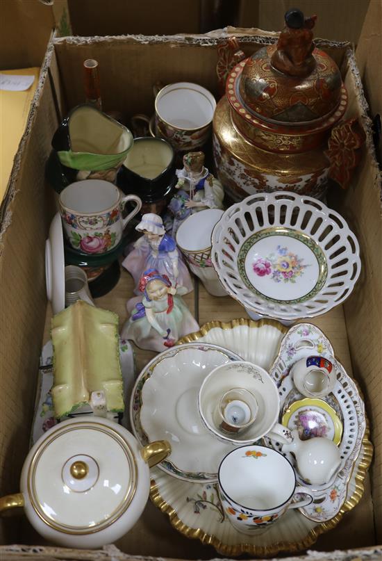 A quantity of assorted china including Kutani, Royal Worcester and Royal Doulton figures